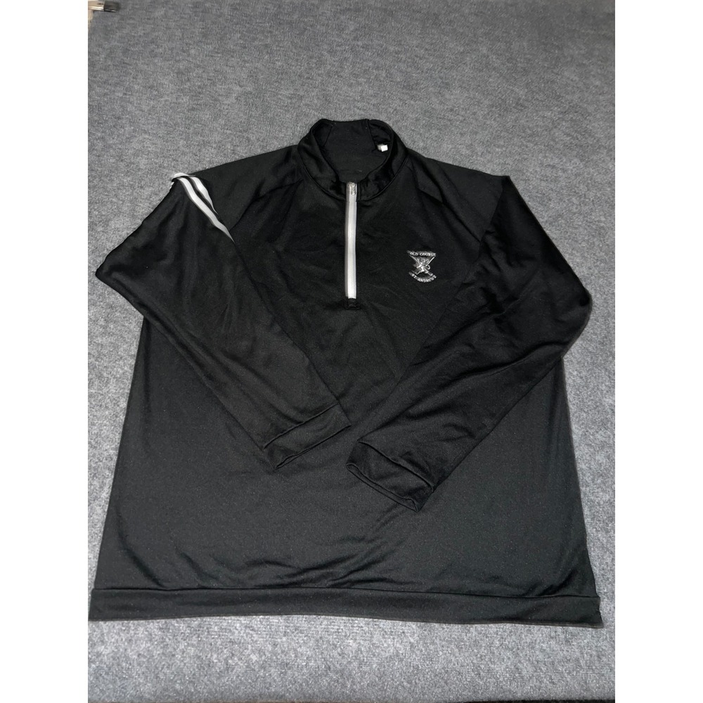 Adidas Old Course St Andrews Mens XL Black Quarter Zip Golf Pullover Sweater